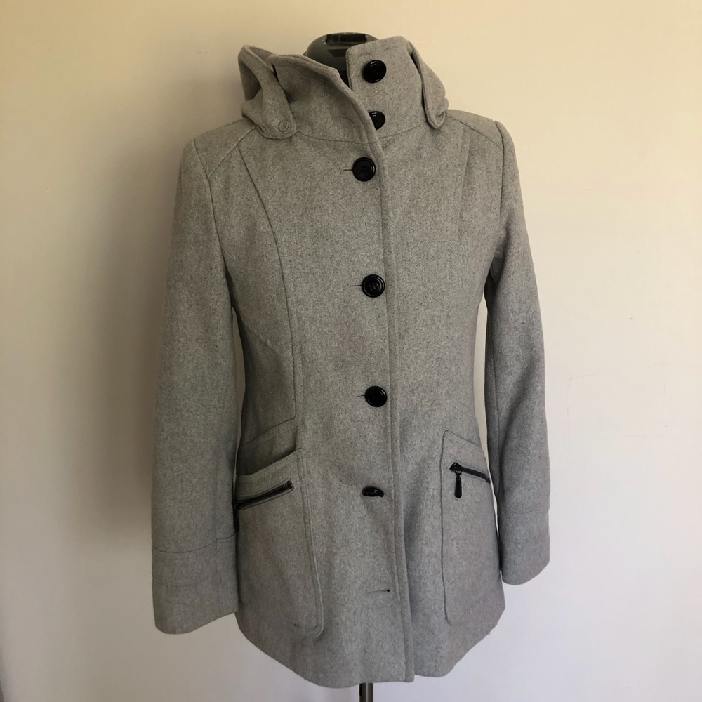 New York and Co wool blend coat w/removable hood